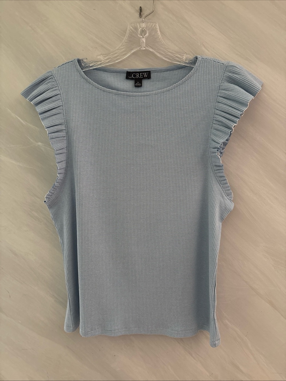 J. Crew Light Blue Pleated Sleeve Knit Top